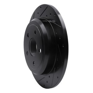 Dodge Durango Brake Rotor (1) - Rear Left - R1 Concepts - Drilled & Slotted - Black - `11-`22